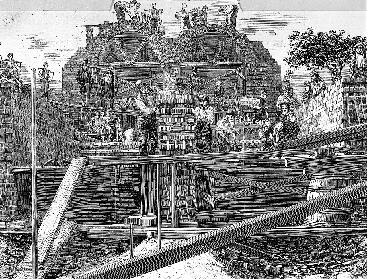 Construction of the sewers in 1859 in London